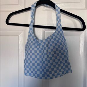 Blue Checkered Women’s Halter top